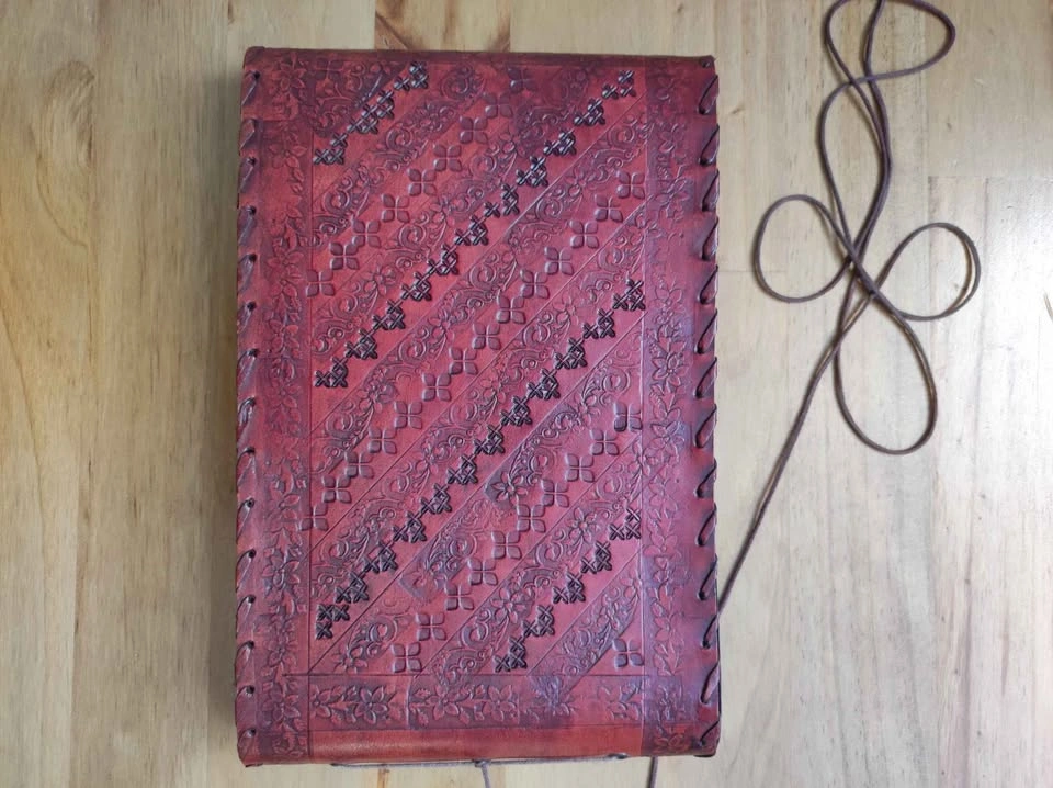 Red Leather Journal Embossed Camel Floral Design - photo 2