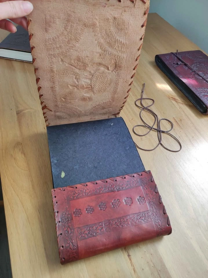 Red Leather Journal Embossed Camel Floral Design - photo 3