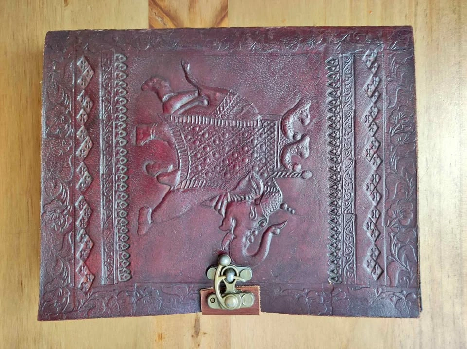 Embossed Leather Journal - Elephant & Mandala