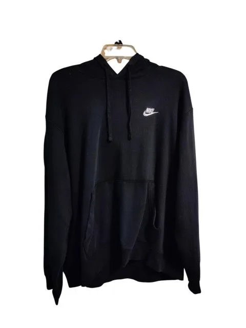 Vintage NIKE Essential Embroidered Black Pullover Hoodie Sz M -X