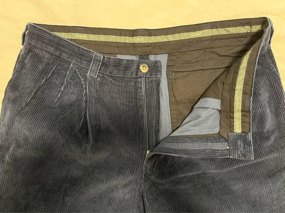 L.L. Bean Jumbo Cord Trousers Vintage 90s Navy 40X26 - photo 2