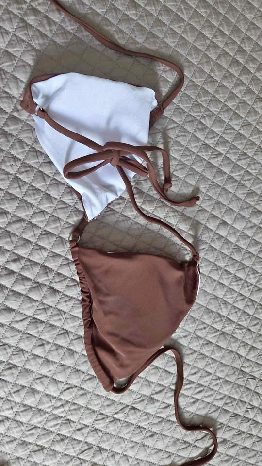 Brown Triangle Bikini Top Size L