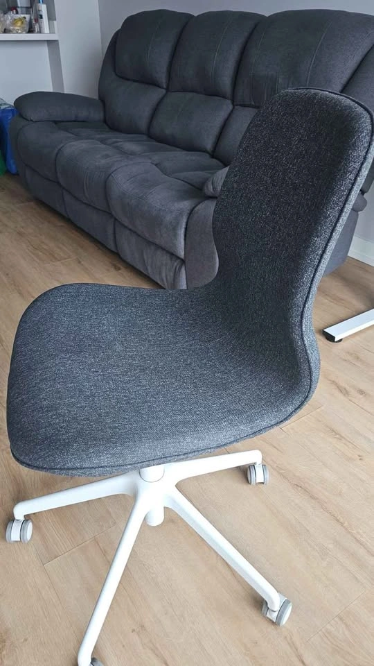 Ikea Grey Fabric Office Chair w/ White Base - photo 3