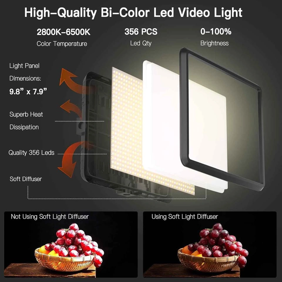 NiceVeedi 2-Pack LED Video Light Kit with Tripod Stands - photo 5