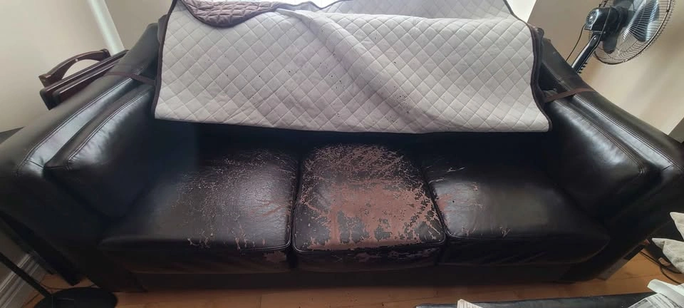 Dark brown leather-like couch FREE - photo 2