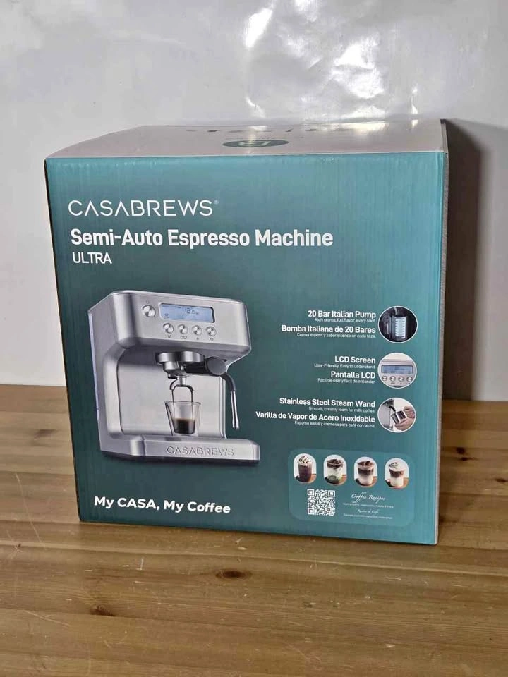 Espresso Machine with Milk Frother LCD Display, New