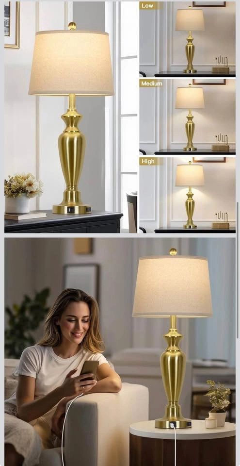 30" Tall Gold Table Lamps Set of 2 - photo 3