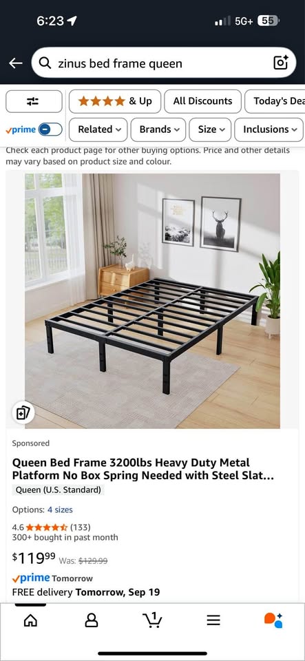 Zinus queen bed frame