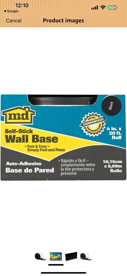 M-D Building Products 93146 Vinyl Wall Base, Black