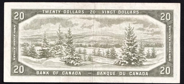 1954 $20 Dollar Bank of Canada Banknote Bill - photo 2