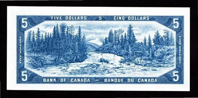 Bank of Canada Early Elizabeth II $5 Dollar Banknote 1954 Crisp - photo 2