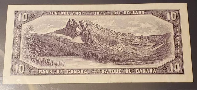 Canadian 1954 $10 Dollar Bill Banknote - photo 2