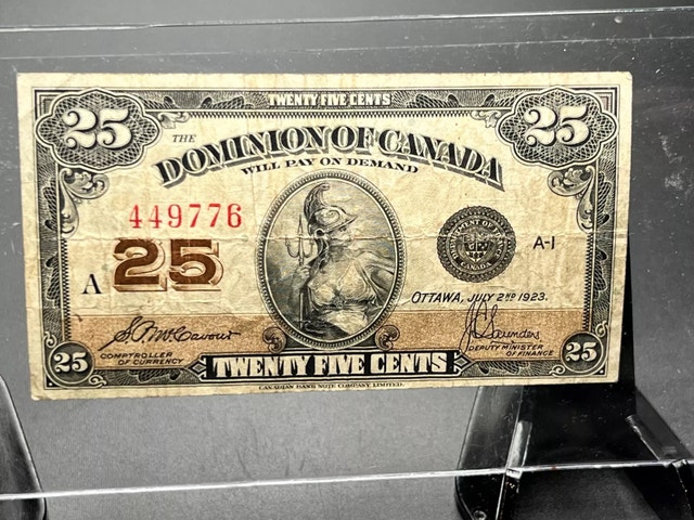 Canadian 1923 Bank Note 25 Cent