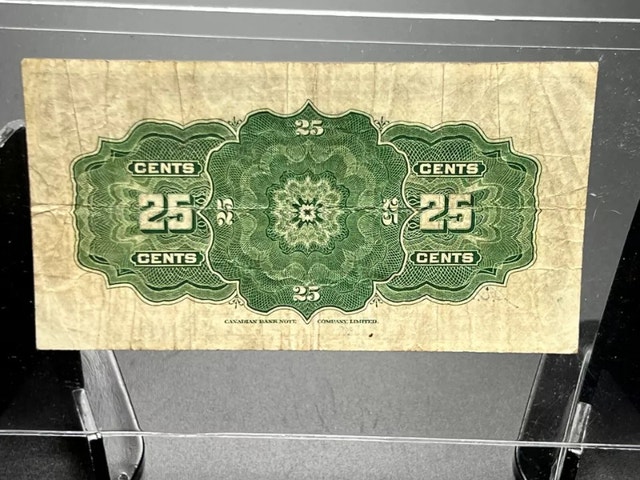 Canadian 1923 Bank Note 25 Cent - photo 2