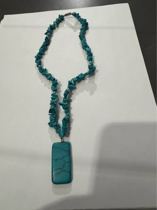 Chunky Turquoise Howlite Pendant Necklace