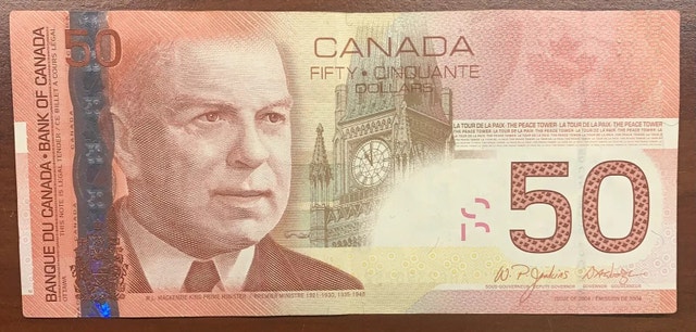 2004 Canadian Fifty 50$ Dollar Banknote Bank Of Canada