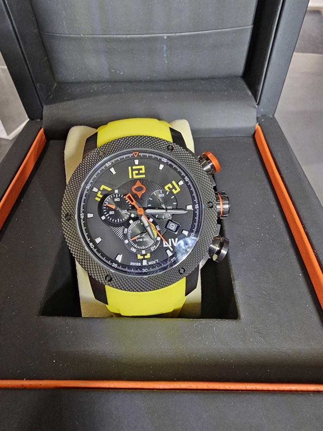 LIV Genesis GX1 Venom Yellow Silicon Strap Swiss Chronograph Men