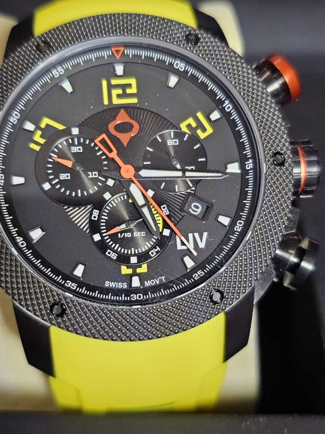 LIV Genesis GX1 Venom Yellow Silicon Strap Swiss Chronograph Men - photo 2