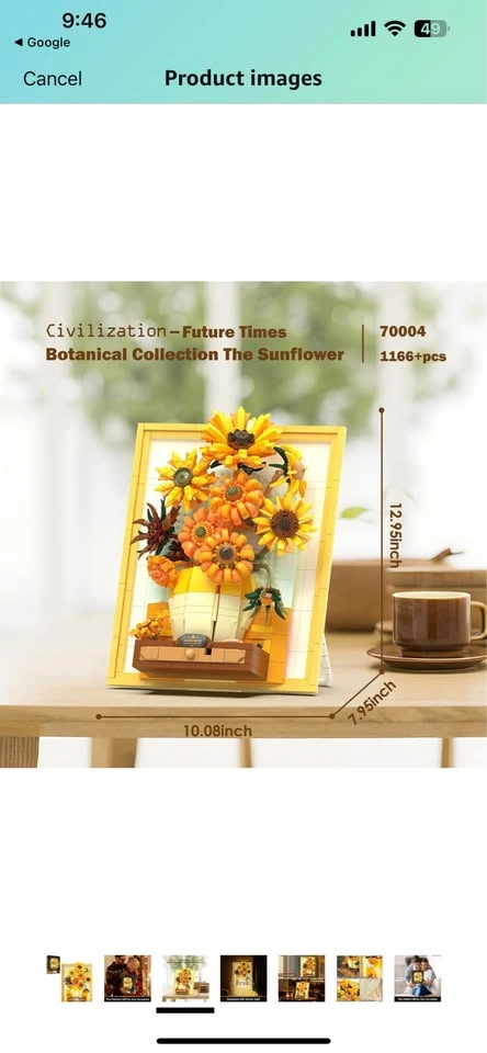 Flowers Sunflower Building Sets for Adults with Lights - photo 3