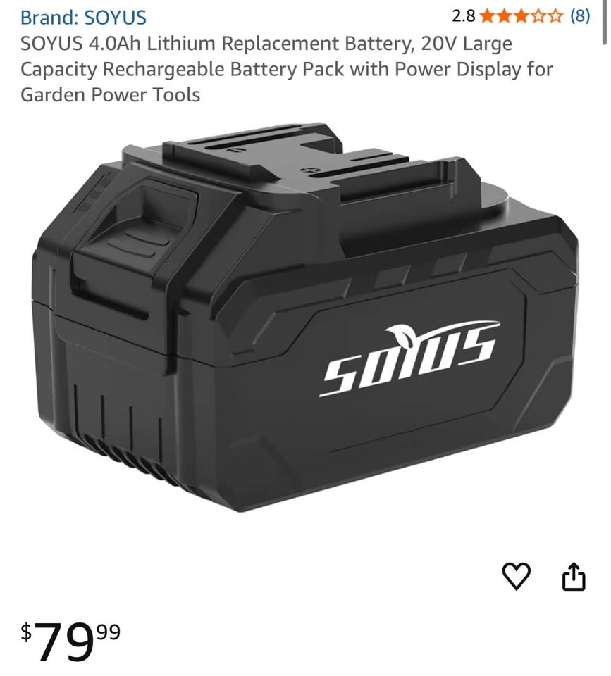 SOYUS 20V 4.0Ah Lithium Replacement Battery - photo 2
