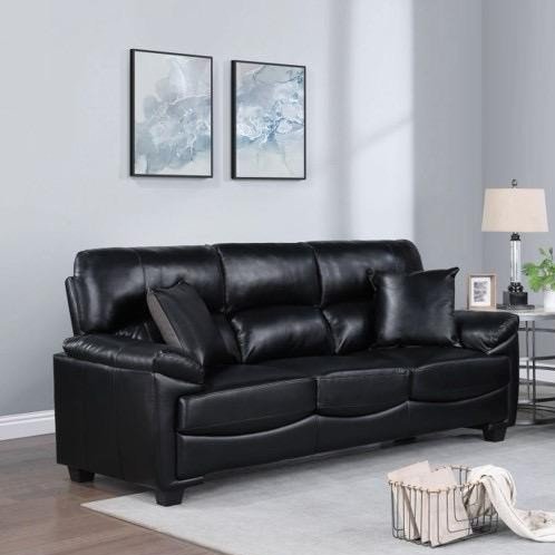 Brand New 3+2 Black Air Leather Gel Sofa Set - photo 2