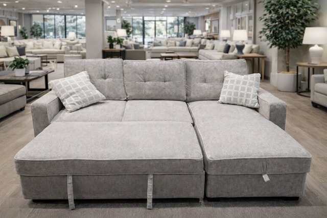 Light Grey Reversible Sofa Bed with Storage - photo 3