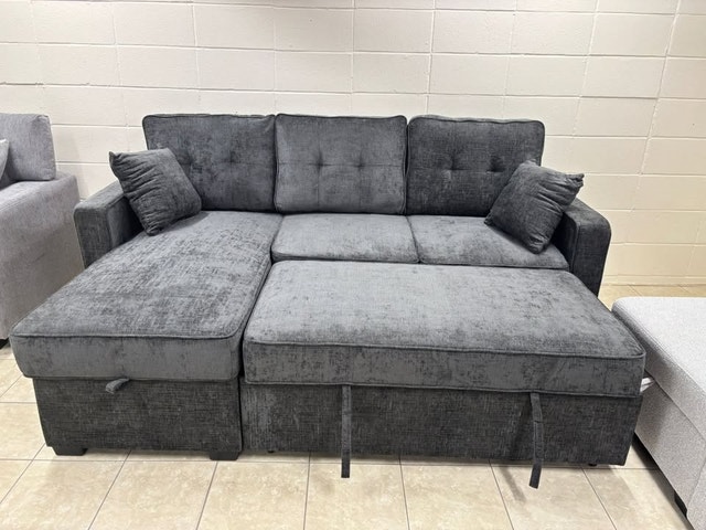 Light Grey Reversible Sofa Bed with Storage - photo 5