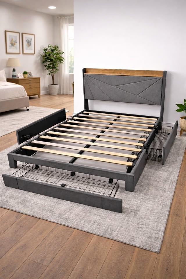 Queen Size Smart Storage Bed Frame w/ USB, Type-C & Power Outlet