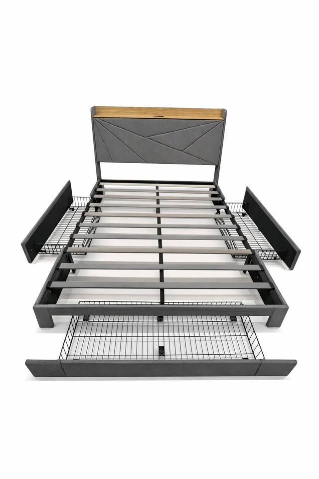 Queen Size Smart Storage Bed Frame w/ USB, Type-C & Power Outlet - photo 2