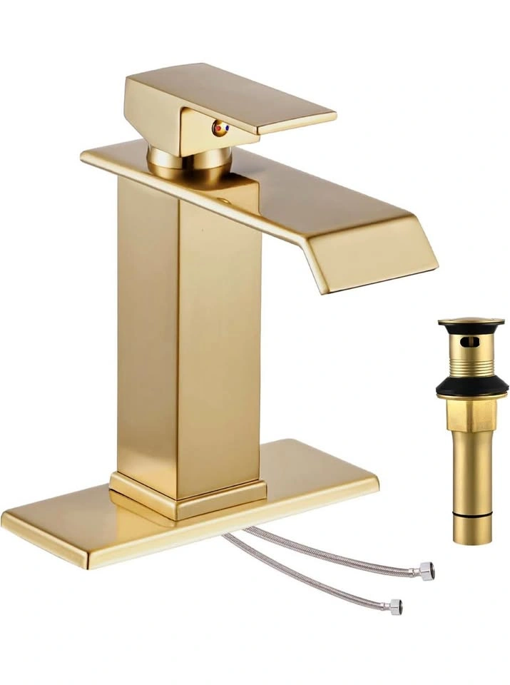 Brushed Gold Waterfall Bathroom Faucet
