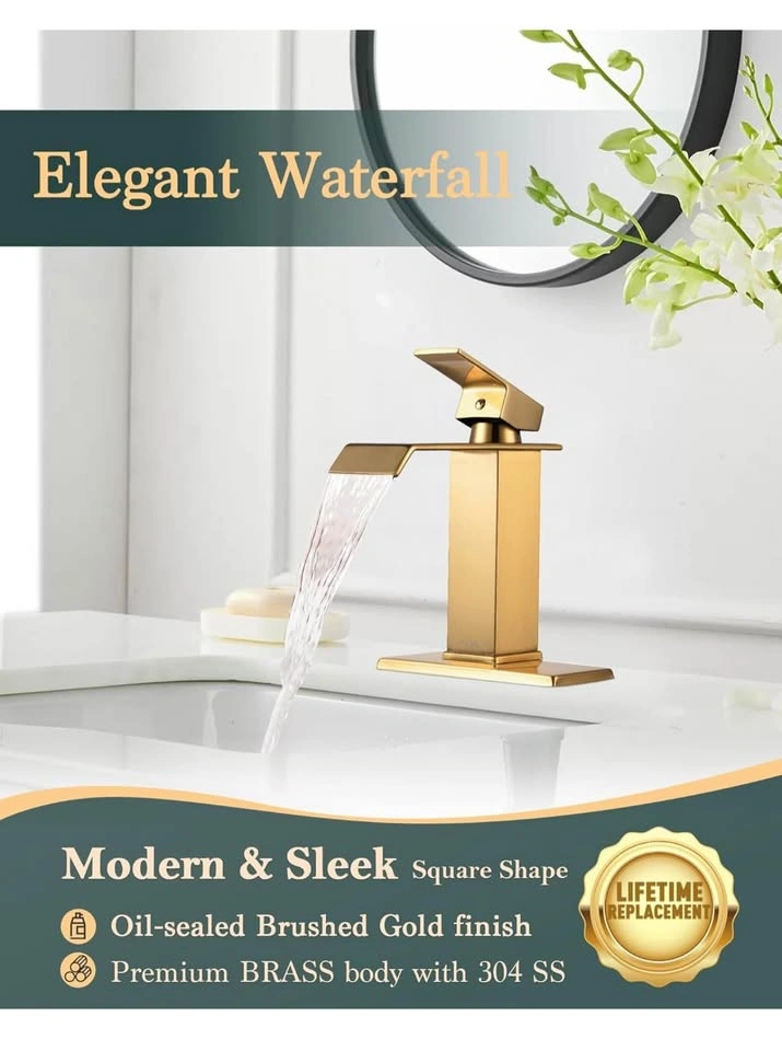 Brushed Gold Waterfall Bathroom Faucet - photo 4