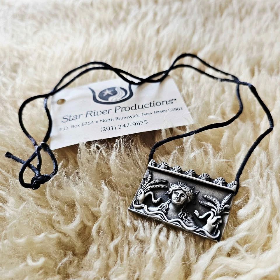 1990 Ceres Goddess Pewter Necklace Brooch - Star River Productio