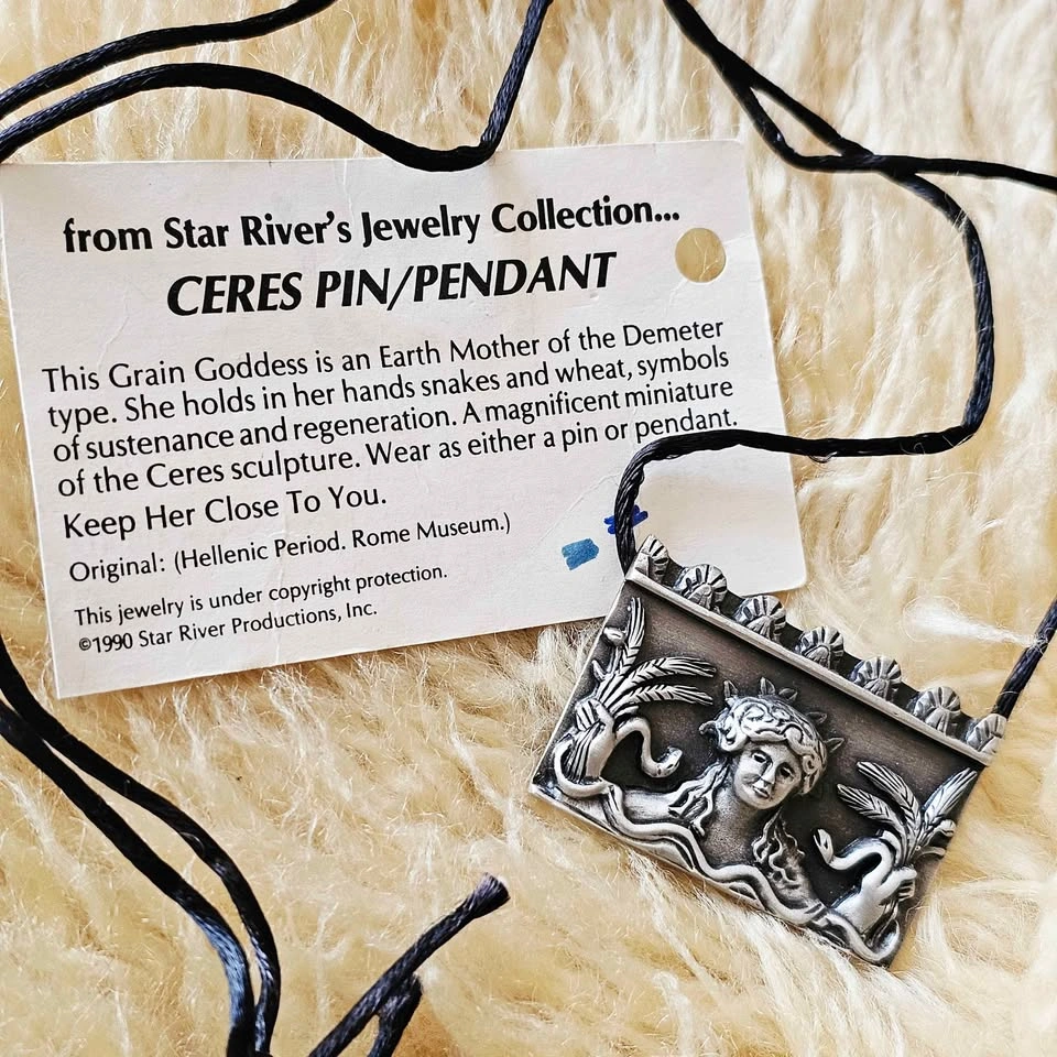 1990 Ceres Goddess Pewter Necklace Brooch - Star River Productio - photo 2