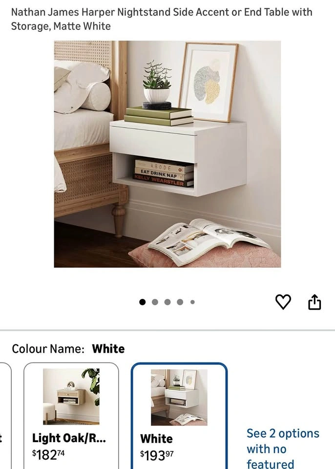 Floating Nightstands with Storage - White (Set of Two)