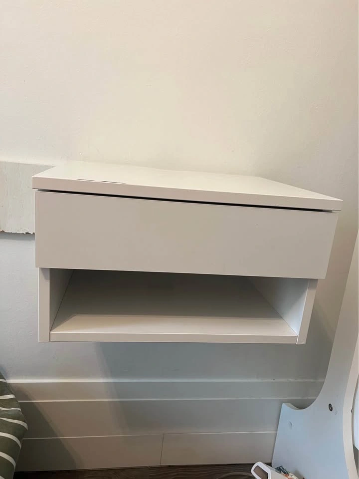 Floating Nightstands with Storage - White (Set of Two) - photo 2