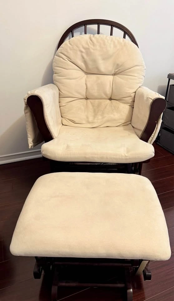 Cream Glider Rocking Chair with Ottoman - photo 2