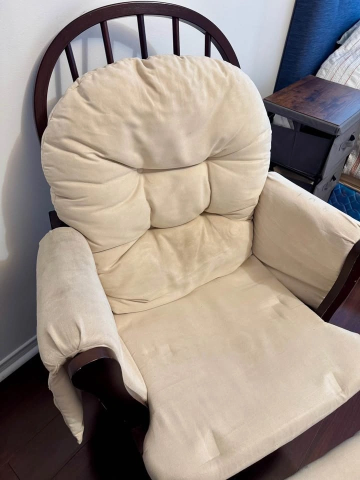 Cream Glider Rocking Chair with Ottoman - photo 3