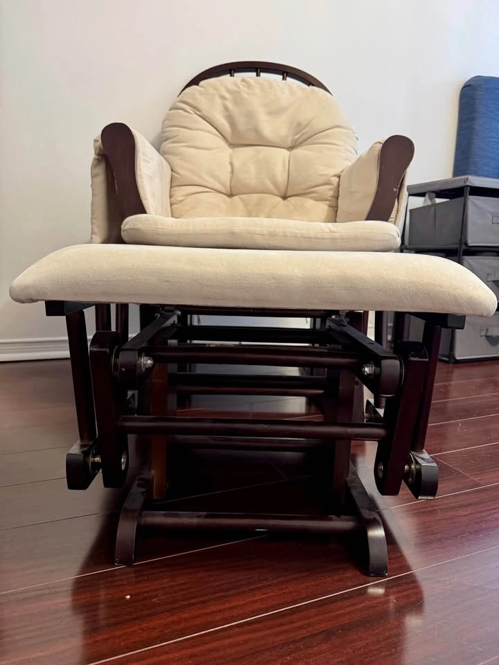 Cream Glider Rocking Chair with Ottoman - photo 4