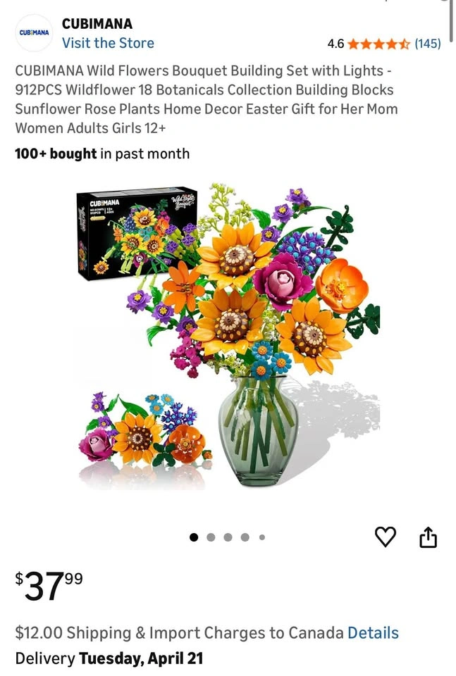 CUBIMANA Wild Flowers Bouquet Building Set with Lights - photo 2