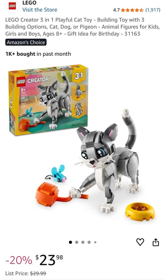 LEGO Creator 3 in 1 Playful Cat Toy (31163) - photo 2