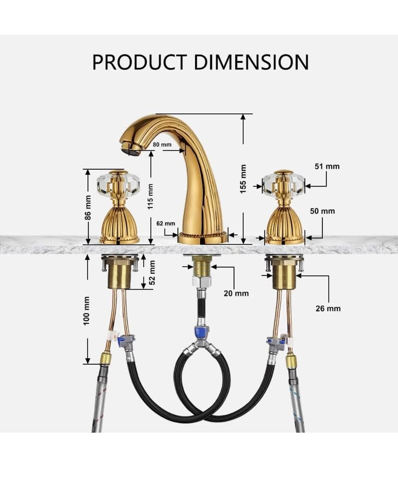 Shiny Polished Gold Widespread Bathroom Faucet - photo 3