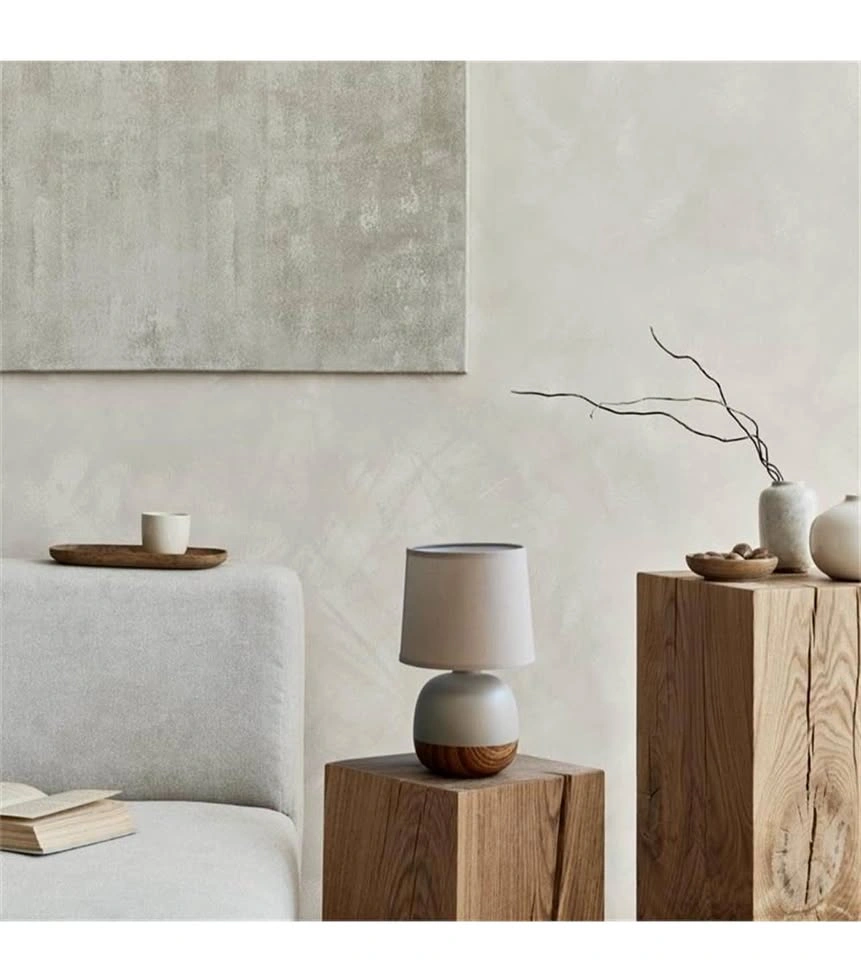 Table Lamp, Light Wood and Light Gray set of 2