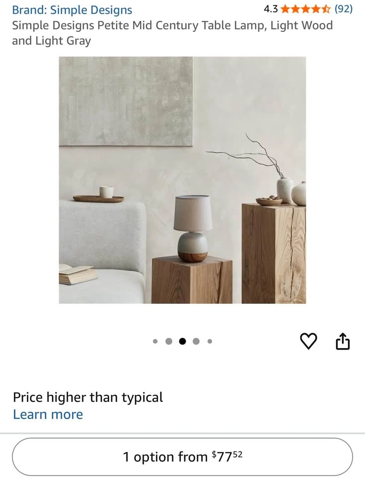 Table Lamp, Light Wood and Light Gray set of 2 - photo 5