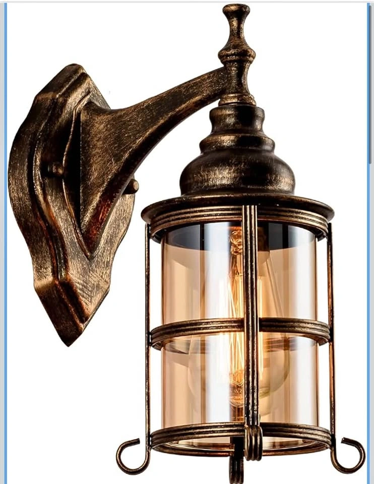 Rustic Amber Glass Wall Sconce 2 Pack, Bronze Brushed