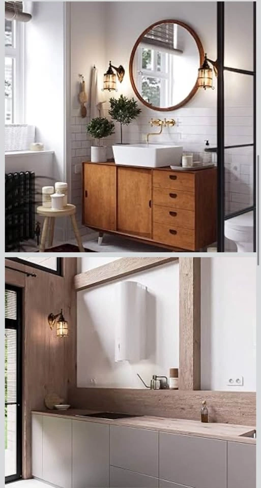 Rustic Amber Glass Wall Sconce 2 Pack, Bronze Brushed - photo 3