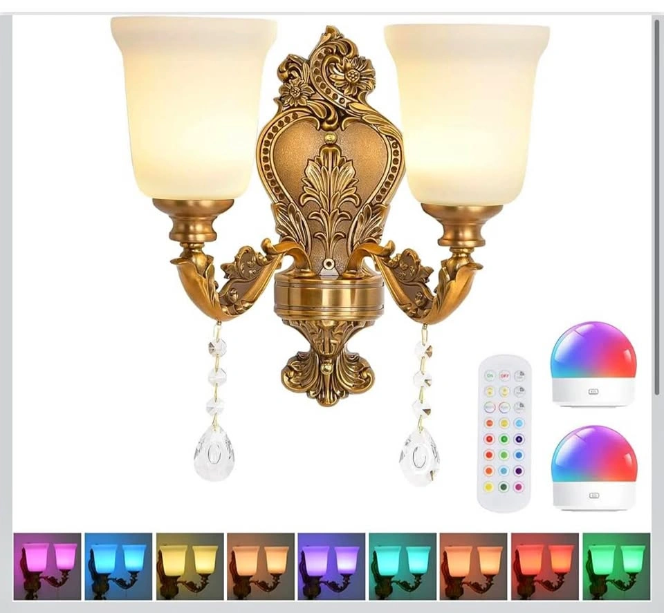 Battery Operated Wall Sconce 2-Light, RGB Dimmable