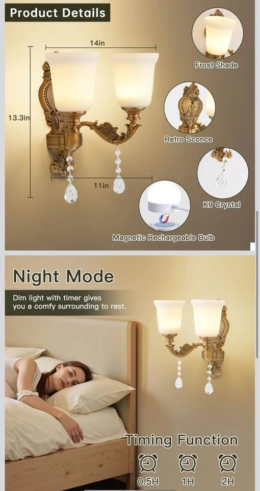 Battery Operated Wall Sconce 2-Light, RGB Dimmable - photo 4