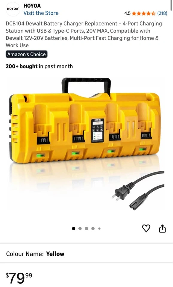 Dewalt DCB104 4-Port Battery Charger w/ USB & Type-C - photo 2