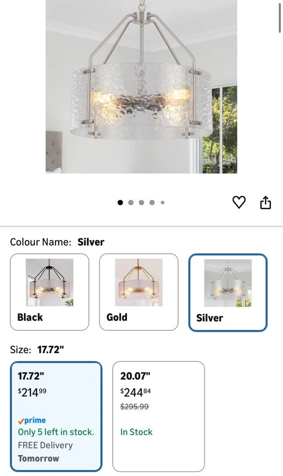 Glass Drum Chandelier 18'' Brushed Nickel Light Fixture - photo 2
