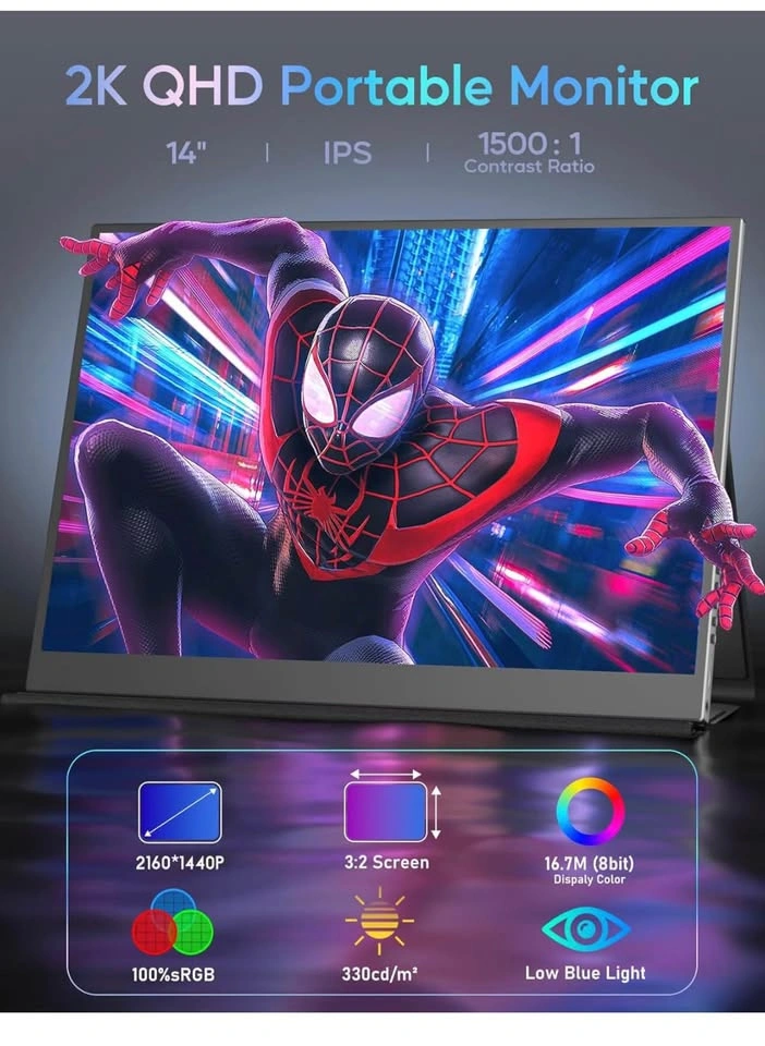 Portable Monitor 14-Inch 2K USB C HDMI Gaming - photo 3